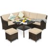 Costway6 Pieces Patio Rattan Dining Sofa Funiture Set Sale Coupon