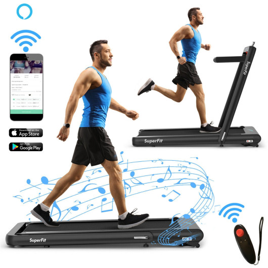 Costway4.75HP 2 In 1 Folding Treadmill with Remote APP Control-Black Sale Coupon