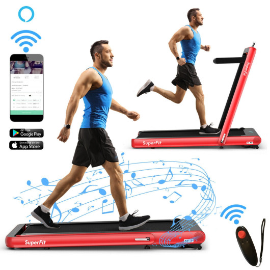 Costway4.75HP 2 In 1 Folding Treadmill with Remote APP Control-Red Sale Coupon