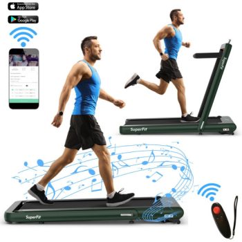 Costway4.75HP 2 In 1 Folding Treadmill with Remote APP Control-Green Sale Coupon