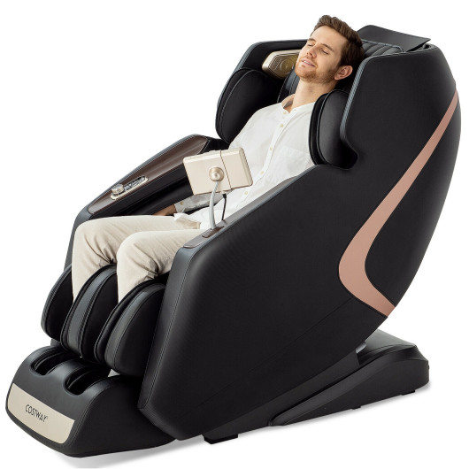 Costway3D SL-Track Full Body Zero Gravity Massage Chair with Thai Stretch-Black Sale Coupon
