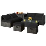 Costway8 Pieces Patio Rattan Storage Table Furniture Set-Black Sale Coupon