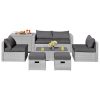 Costway8 Pieces Patio Rattan Furniture Set with Storage Waterproof Cover and Cushion-Gray Sale Coupon