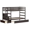CostwayTwin Over Twin Bunk Bed with Storage Shelf and Drawer-Espresso Sale Coupon
