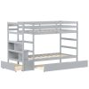 CostwayTwin Over Twin Bunk Bed with Storage Shelf and Drawer-Light Gray Sale Coupon