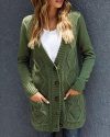 CHICME Pocket Button Design Long Sleeve Braided Knit Cardigan Sale Coupon