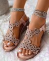 CHICME Rhinestone Bohemian Slingback Wedge Sandals Sale Coupon