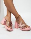 CHICME Clear Strap Rhinestone Butterfly Pattern Chunky Heels Sale Coupon