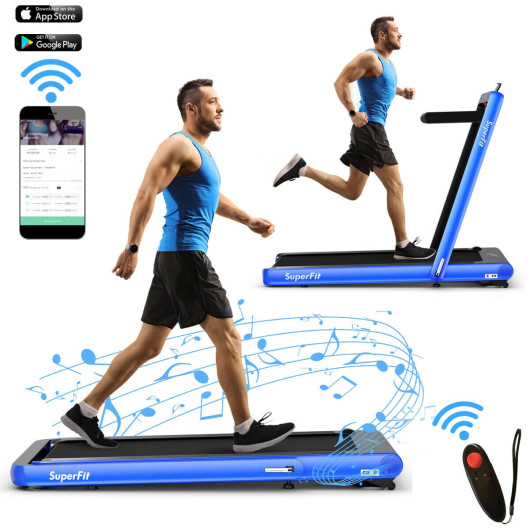 Costway4.75HP 2 In 1 Folding Treadmill with Remote APP Control-Navy Sale Coupon