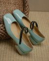 CHICME Square Toe Colorblock Chunky Mary Jane Shoes Sale Coupon