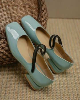 CHICME Square Toe Colorblock Chunky Mary Jane Shoes Sale Coupon