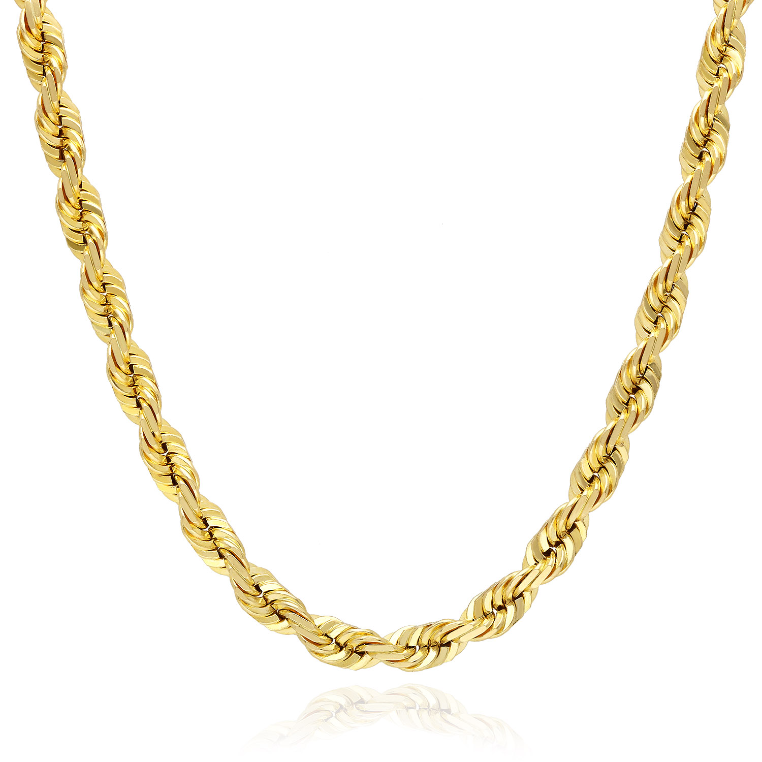 WJD Exclusives 10K Solid Yellow Gold 5mm Diamond Cut Rope Chain 18″-28″ – 22 Sale Coupon