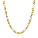 WJD Exclusives 14K Yellow Gold 5mm Round Franco Simulated Diamond Bullet Chain Necklace 22″-26″ – 26 Sale Coupon