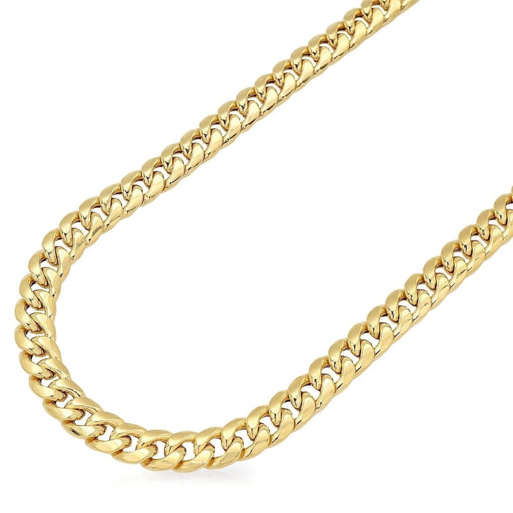 WJD Exclusives 14K Yellow Gold Hollow 7.5mm Miami Cuban  Chain Necklace 24″-32″ – 32 Sale Coupon