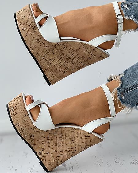 CHICME Peep Toe Cutout Woven Flax Wedges Sandals Sale Coupon