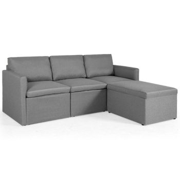 CostwayConvertible L-Shaped Sectional Sofa Couch with Reversible Chaise-Dark Gray Sale Coupon