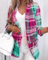 CHICME Plaid Print Flap Detail Shawl Collar Blazer Sale Coupon