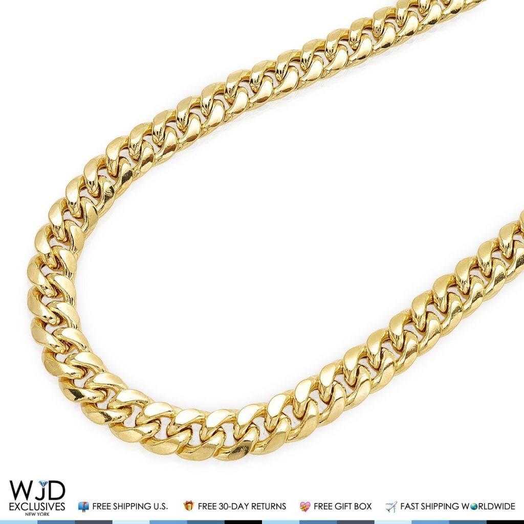 WJD Exclusives 14K Yellow Gold Hollow Miami Cuban  9.5mm Chain Necklace 28″ Sale Coupon