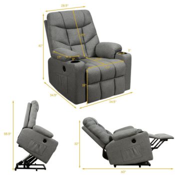CostwayElectric Power Lift Recliner Massage Sofa-Light Gray Sale Coupon