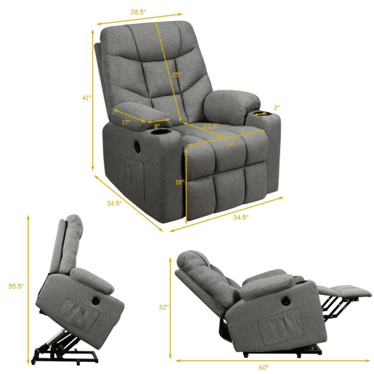 CostwayElectric Power Lift Recliner Massage Sofa-Light Gray Sale Coupon