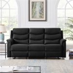 775 3Seat PU Leather Upholstered Sofa Black Sale Coupon