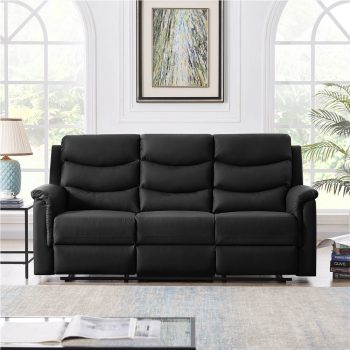 775 3Seat PU Leather Upholstered Sofa Black Sale Coupon