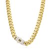WJD Exclusives 14K Gold Classic Plain w/ Swarovski Lock 11.5mm Miami Monaco Chain 16″-24″ – 24 Sale Coupon