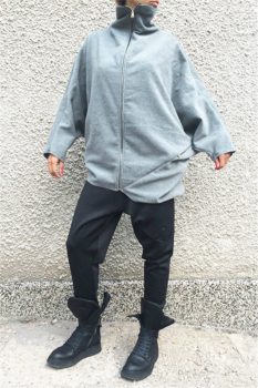 Whatwears Deal Oversized Gray Hooded Top on Sale