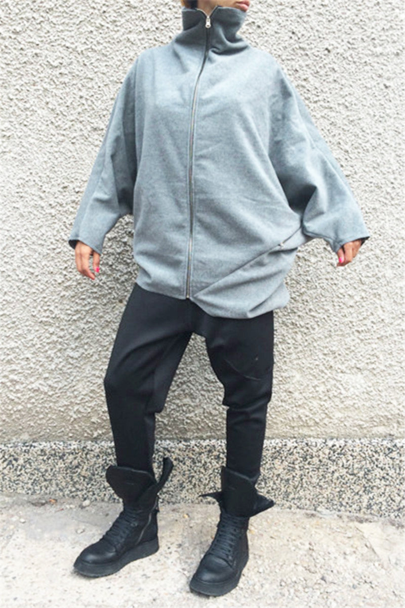 Whatwears Deal Oversized Gray Hooded Top on Sale
