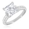 WJD Exclusives 3.1CTW Pave Natural Diamond & Princess Moissanite 18K White Gold Engagement Ring Sale Coupon