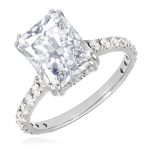 WJD Exclusives 3.30CT Natural Diamond and Radiant Cut Moissanite 14K White Gold Engagement Ring – 7 Sale Coupon