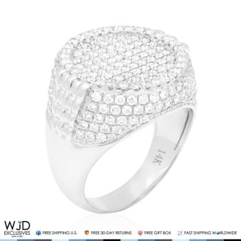 WJD Exclusives 3.50Ct Natural Diamond Signet Ring 14K Solid White Gold VVS1-VVS2 Sale Coupon