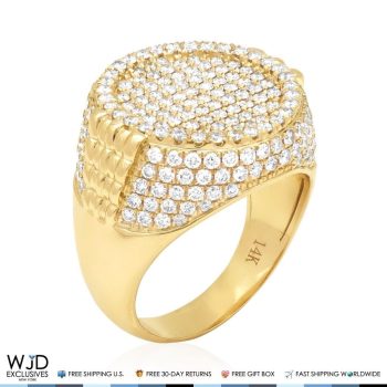 WJD Exclusives 3.50Ct Natural Diamond Men’s Signet Ring 14K Solid Yellow Gold VVS1-VVS2 Sale Coupon