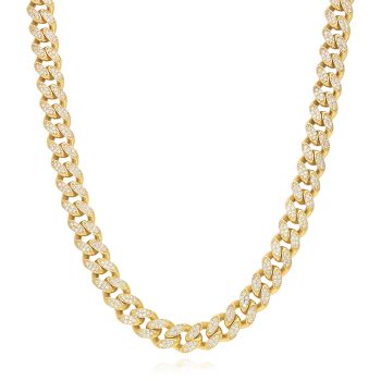 WJD Exclusives 14K Gold Simulated Diamond Pave Hollow 9mm Miami Chain Necklace 18.5″-20.5″ – 20.5 Sale Coupon