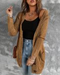 CHICME Pocket Button Design Long Sleeve Braided Knit Cardigan Sale Coupon