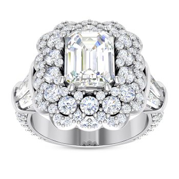 WJD Exclusives 3.80CTW Natural Diamond Baguette Emerald Moissanite Cocktail 18K White Gold Ring – 6 Sale Coupon