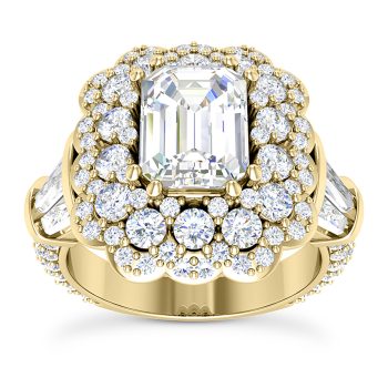 WJD Exclusives 3.80CTW Natural Diamond Emerald Moissanite Halo Side Cocktail 18K Gold Ring – 6.5 Sale Coupon