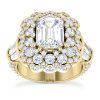 WJD Exclusives 3.80CTW Natural Diamond Emerald Moissanite Halo Side Cocktail 18K Gold Ring – 8 Sale Coupon