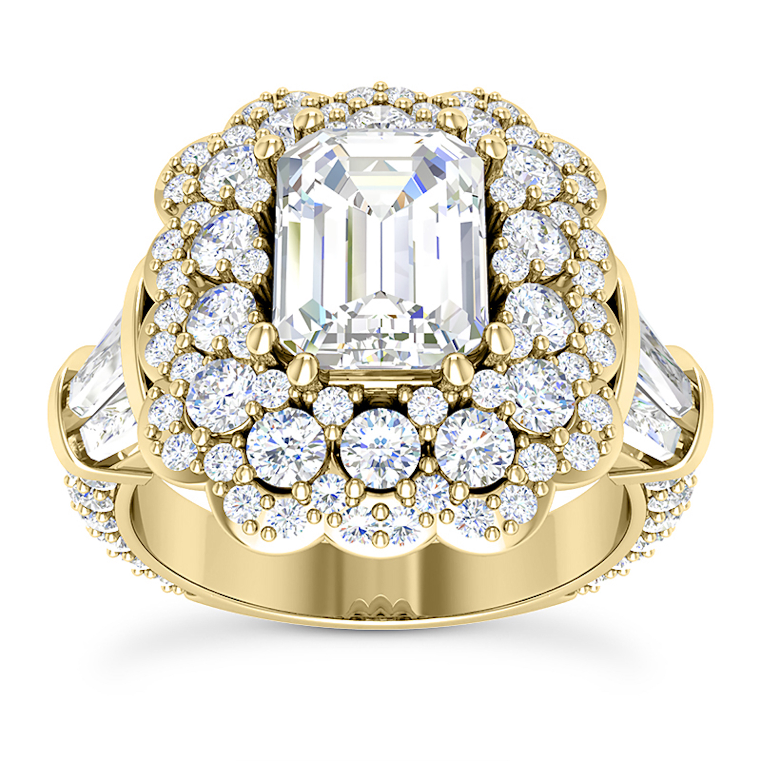 WJD Exclusives 3.80CTW Natural Diamond Emerald Moissanite Halo Side Cocktail 18K Gold Ring – 8 Sale Coupon