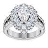 WJD Exclusives 3.25CT Natural Diamond Pear Moissanite Halo Split 18K White Gold Engagement Ring – 6.5 Sale Coupon