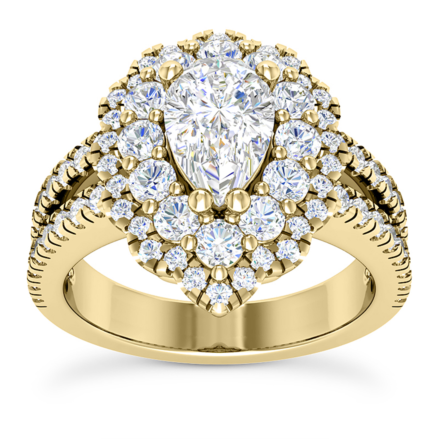 WJD Exclusives 3.25CT Natural Diamond Pear Moissanite Pear Halo Split 18K Gold Engagement Ring – 10 Sale Coupon