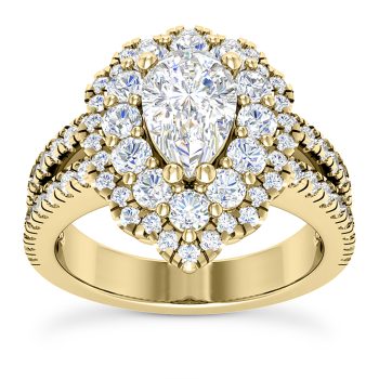 WJD Exclusives 3.25CT Natural Diamond Pear Moissanite Pear Halo Split 18K Gold Engagement Ring – 5 Sale Coupon