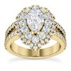 WJD Exclusives 3.25CT Natural Diamond Pear Moissanite Pear Halo Split 18K Gold Engagement Ring – 8 Sale Coupon