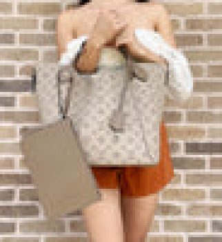 Gaby’s Bags Louis Vuitton Mahina Hina MM Tote Bag Galet Perforated Leather Grey + Pouch Coupon Sale