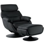 CostwayTop Grain Leather Swivel Rocking Chair and Ottoman Set with Locking Handle-Black Sale Coupon