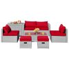 Costway8 Pieces Patio Rattan Furniture Set with Storage Waterproof Cover and Cushion-Red Sale Coupon