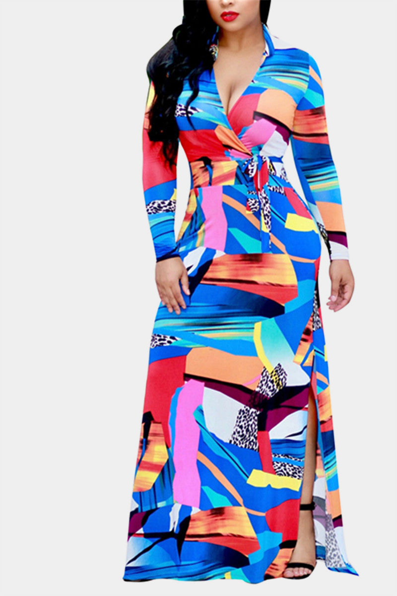 Whatwears Deal Wrap Over Print Maxi Dress on Sale