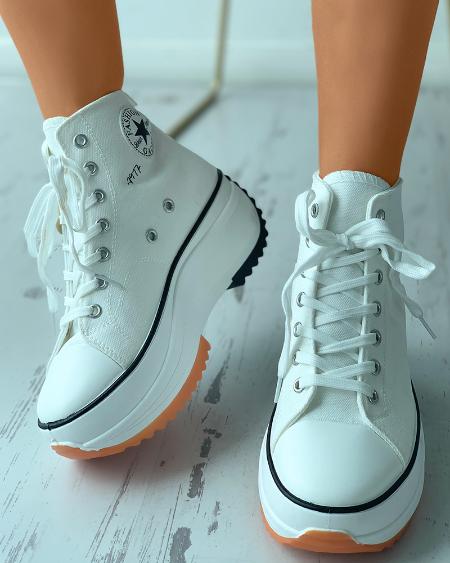 CHICME Eyelet Lace-up Flatform Canvas Sneaker Sale Coupon