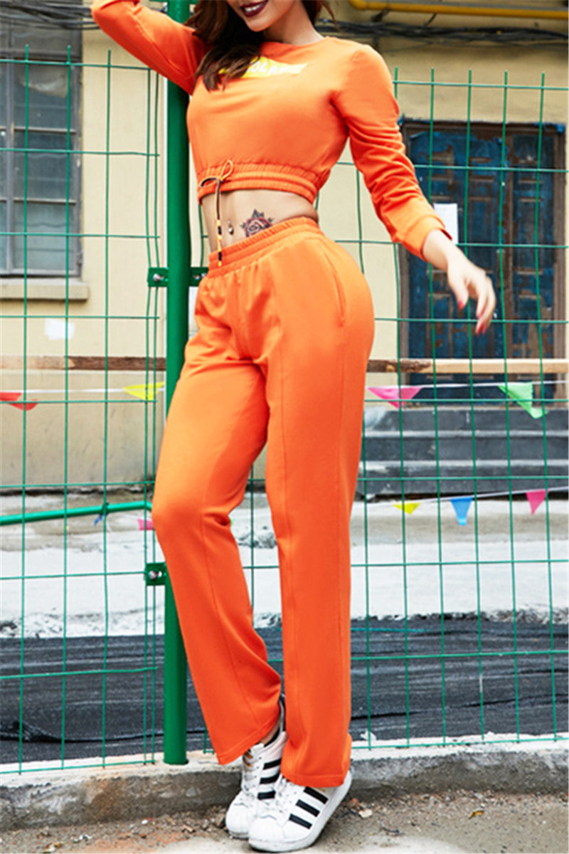 Whatwears Deal Solid Color Long Sleeve Top and Pants on Sale