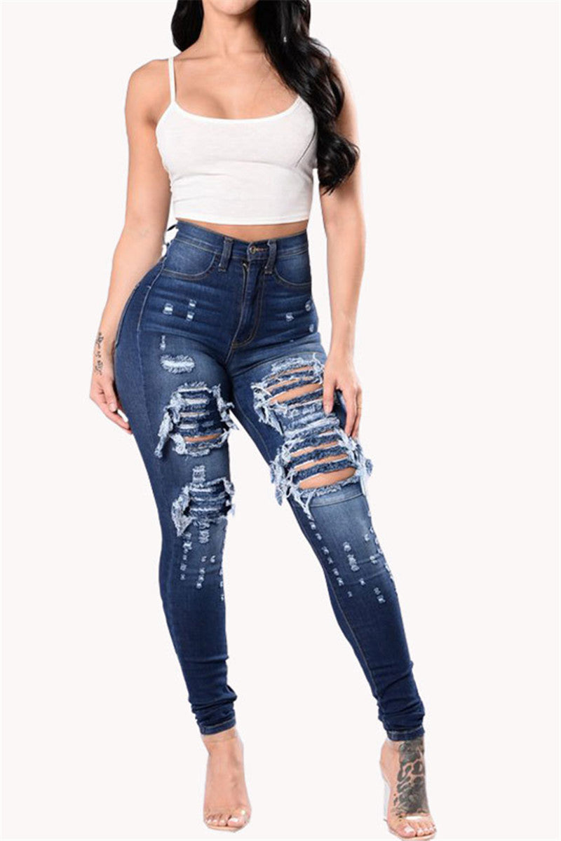 Whatwears Deal Dark Blue High Waist Jeans on Sale